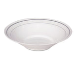 Masterpiece Plastic Dinnerware, Bowl, 10 Oz, White/silver, 10/pack, 15 Packs/carton