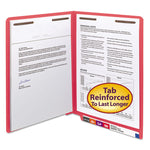 Heavyweight Colored End Tab Fastener Folders, 0.75" Expansion, 2 Fasteners, Letter Size, Red Exterior, 50/Box