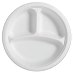 PaperPro Naturals Molded Fiber Dinnerware, Round Plates, 3-Compartment, 10.25" dia, Natural, 125/Pack, 4 Packs/Carton