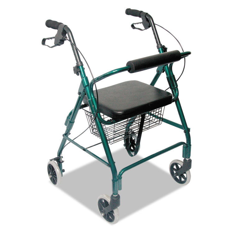 Ultra Lightweight Rollator, Adjusts 33.75" to 38", 300 lb Capacity, Green