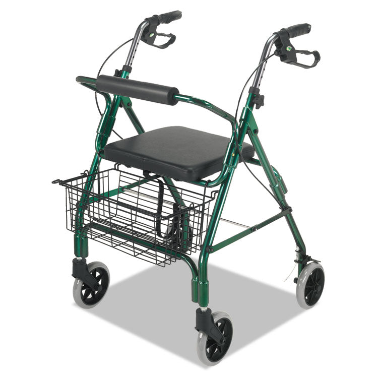 Ultra Lightweight Rollator, Adjusts 33.75" to 38", 300 lb Capacity, Green