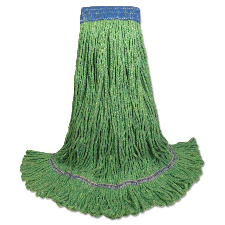 Super Loop Wet Mop Head, Cotton/Synthetic Fiber, 5" Headband, X-Large Size, Green, 12/Carton