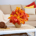 Nearly Natural 16" Autumn Maple Leaf Artificial Plant in Decorative Planter (P1549-OG)