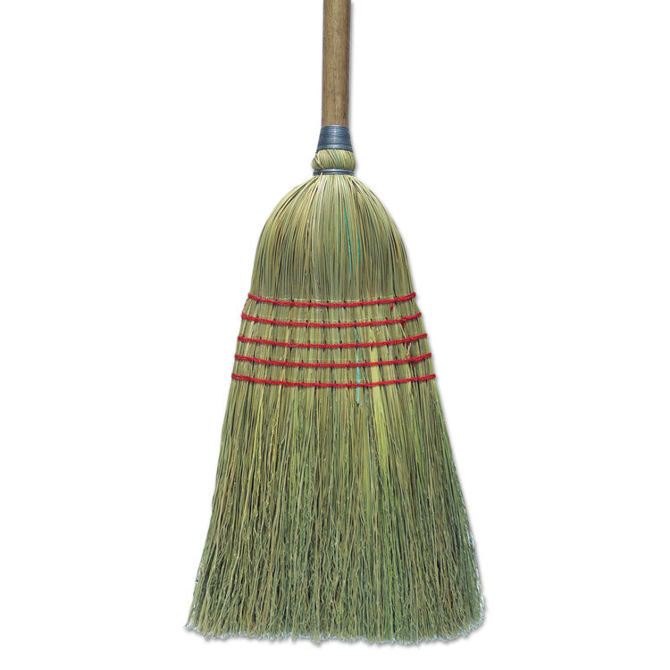 Corn Broom, Corn Bristles, 56" Overall Length, Natural, 6/carton