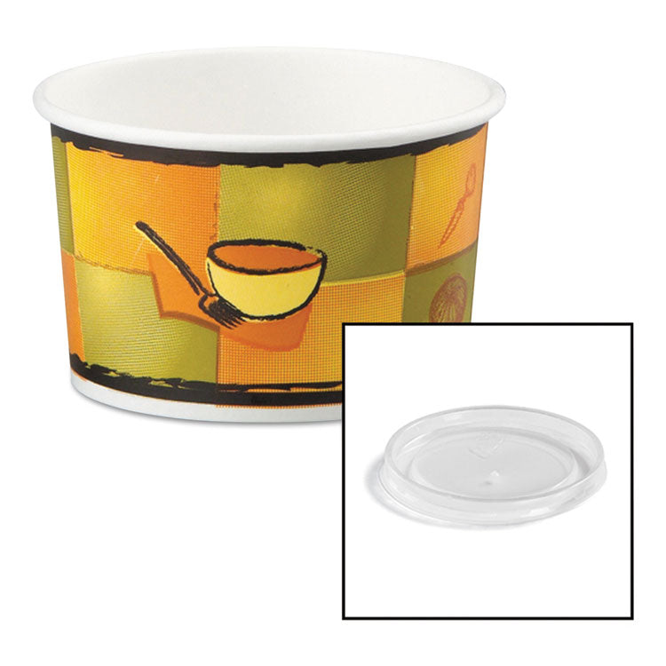 Streetside Paper Food Container with Plastic Lid, Streetside Design, 8 oz to 10 oz, 250/Carton