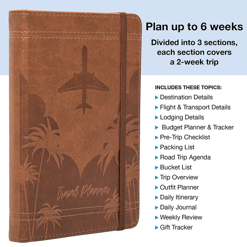 Global Printed Products Travel 5" x 7" Planner, Paperboard Cover, Brown (GPP-0119-A)