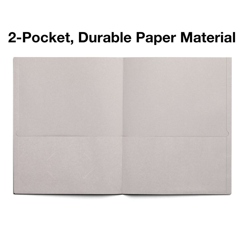Staples 10% Recycled Smooth 2-Pocket Paper Presentation Folder, Gray, 10/Pack (13380-US)