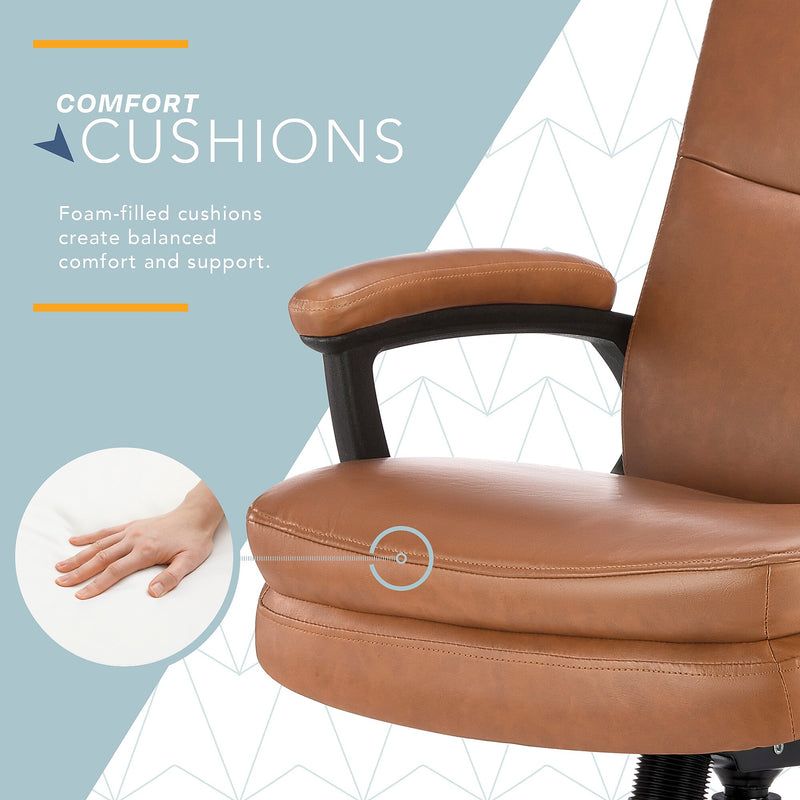 Click365 Classic Comfort Ergonomic Bonded Leather Swivel Executive Chair, Cognac (CCHR10024A)