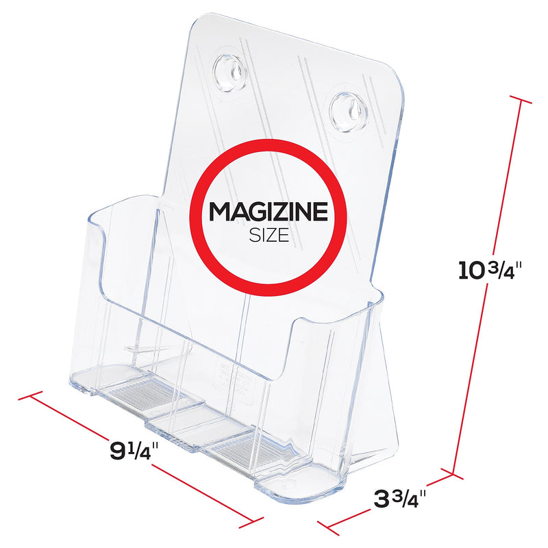 Deflecto Magazine Holder, 8.27" x 11.69", Vertical, Desktop/Wall, Clear Plastic (DEF77001)