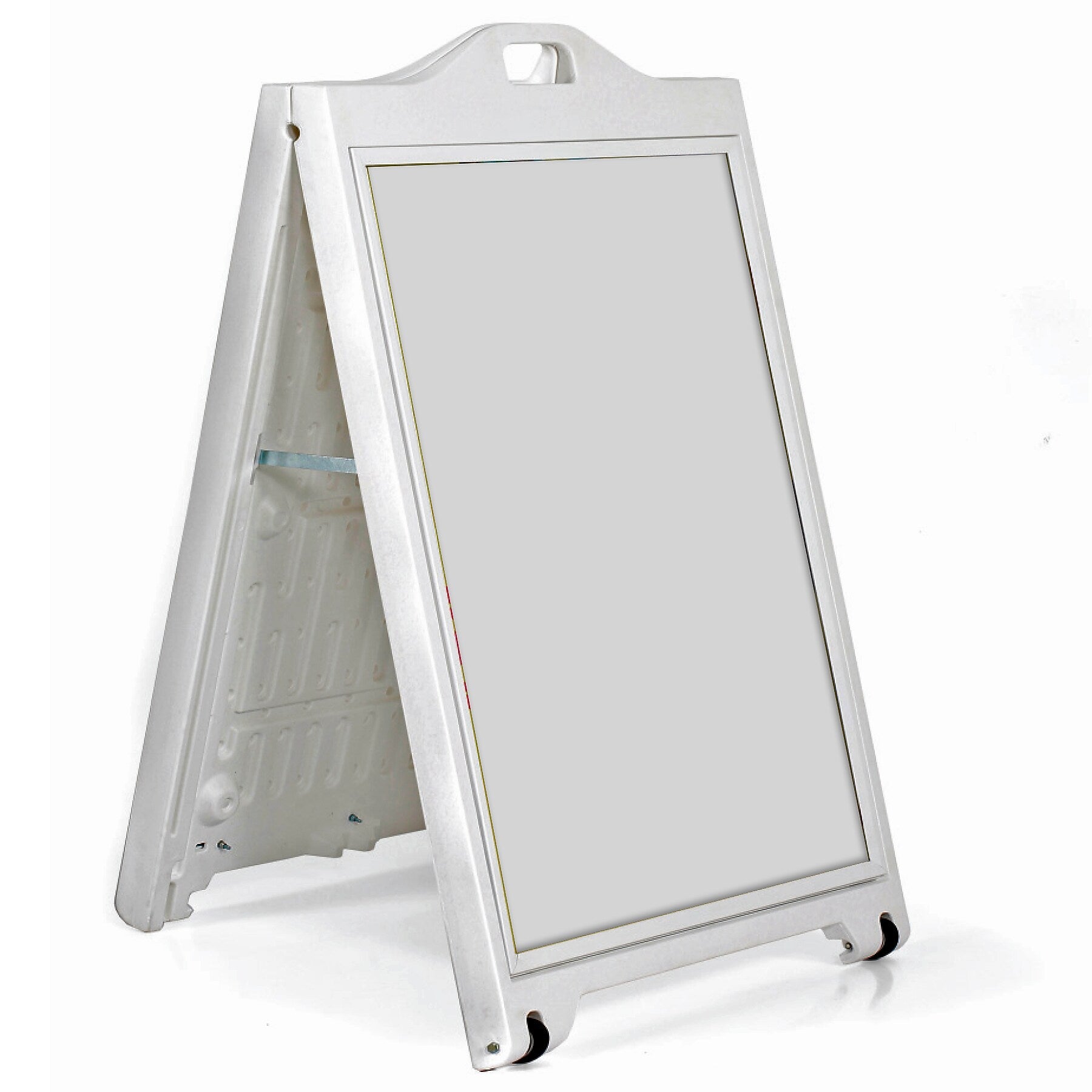 Azar Poster Holder, 26.77" x 44.7", Vertical, A-Frame, White, Plastic (300244-WHT)