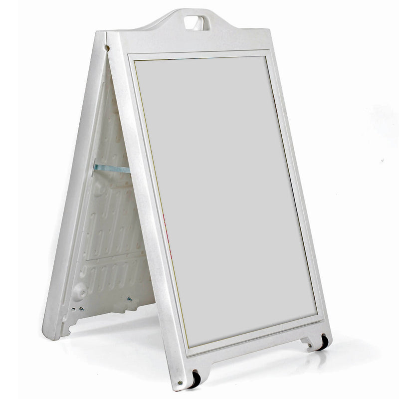 Azar Poster Holder, 26.77" x 44.7", Vertical, A-Frame, White, Plastic (300244-WHT)