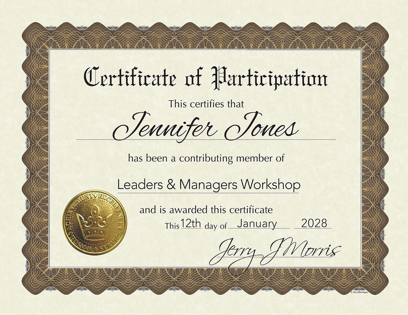 Great Papers! Certificate of Participation, 8.5" x 11", Multicolored, 6/Pack (930800)