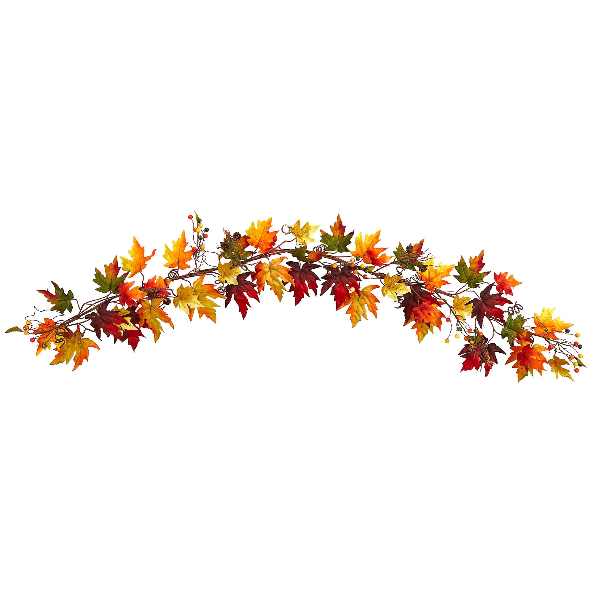 Nearly Natural 6' Autumn Maple Leaf and Berry Fall Garland (W1257)