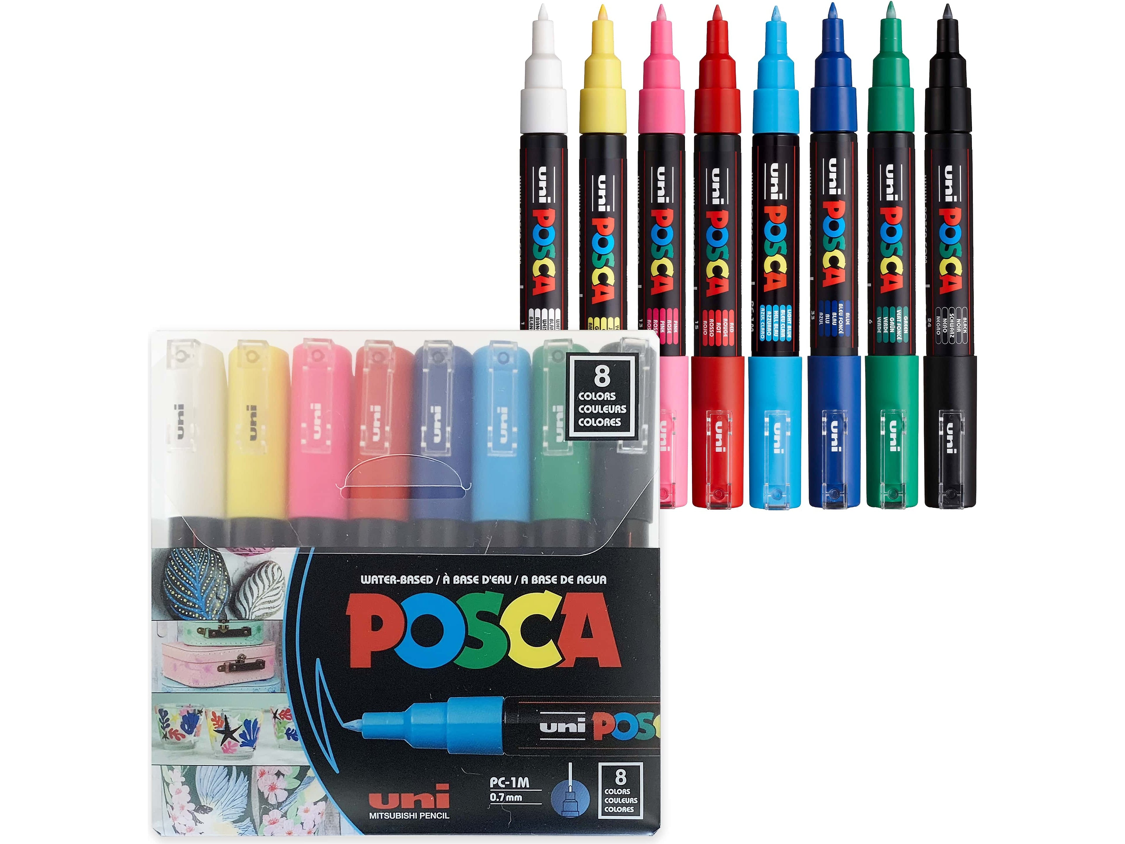 uni-ball Posca PC-1M Paint Markers, Fine Tip, Assorted Colors, 8/Pack (PC1M8C)