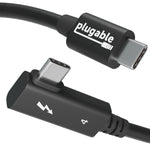 Plugable Thunderbolt 4 240W EPR Cable with Right Angle Connector, Black (TBT4-240W-80CMR)