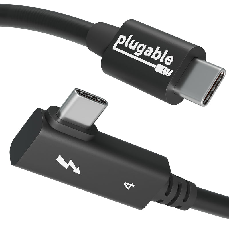 Plugable Thunderbolt 4 240W EPR Cable with Right Angle Connector, Black (TBT4-240W-80CMR)