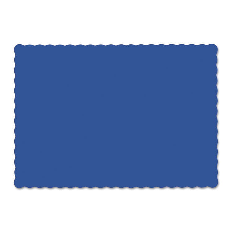 Solid Color Scalloped Edge Placemats, 9.5 X 13.5, Navy Blue, 1,000/carton