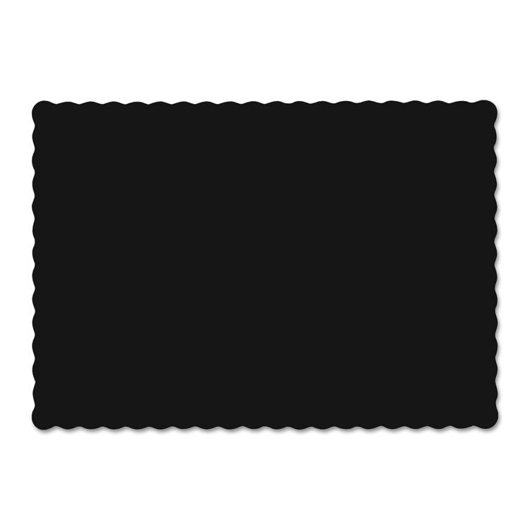 Solid Color Scalloped Edge Placemats, 9.5 X 13.5, Black, 1000/carton