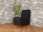 Lesro Ravenna Fabric Guest Chair, Armless, Open House Black/Walnut Wood (RV1102.FWL-01OHBK)