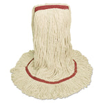 Mop Head, Premium Standard Head, Cotton/rayon Fiber, Large, White, 12/carton
