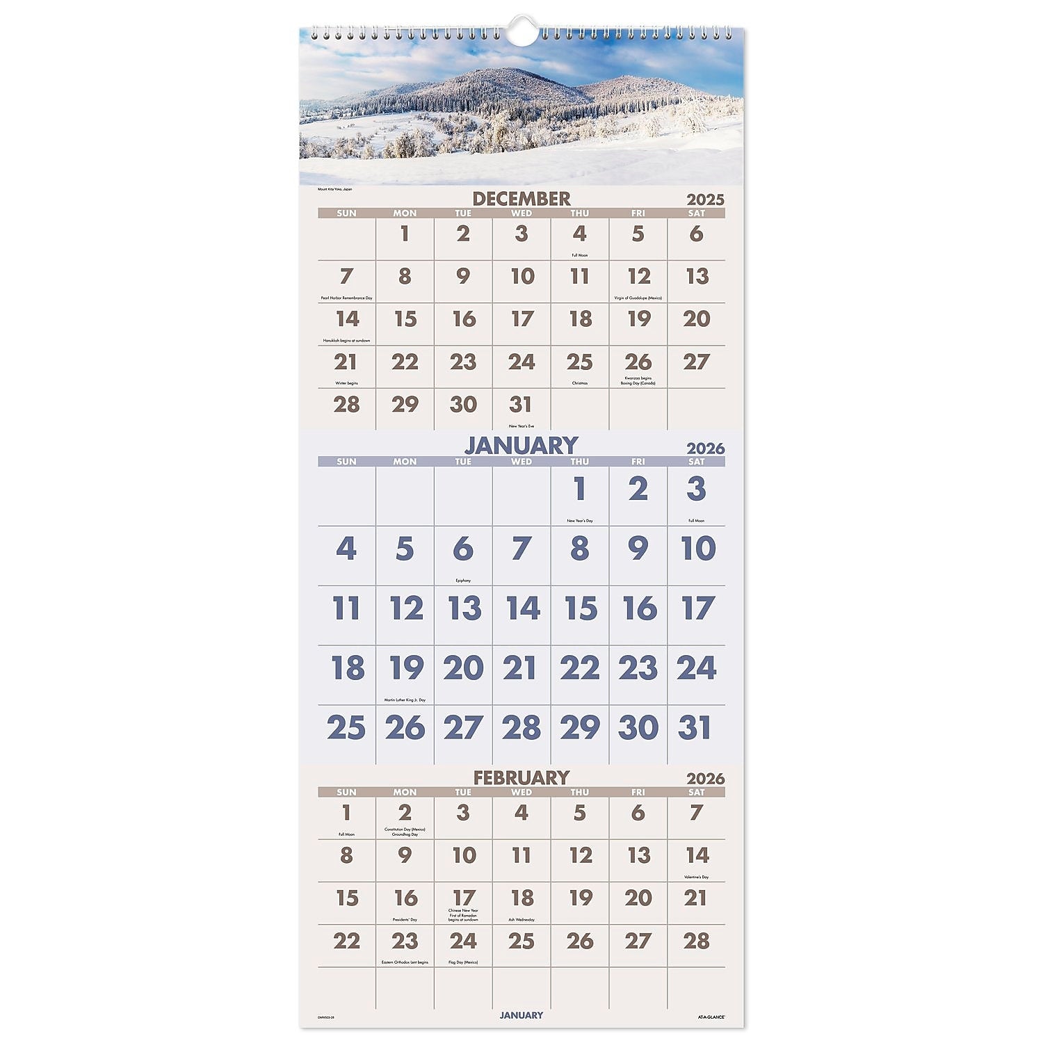 2026 AT-A-GLANCE Scenic 12" x 27" Three-Month Wall Calendar (DMW503-28-26)