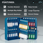 AdirOffice 48-Key Cabinet with Combination Lock and Key Tags, Blue (682-48-BLU-689-PKG)