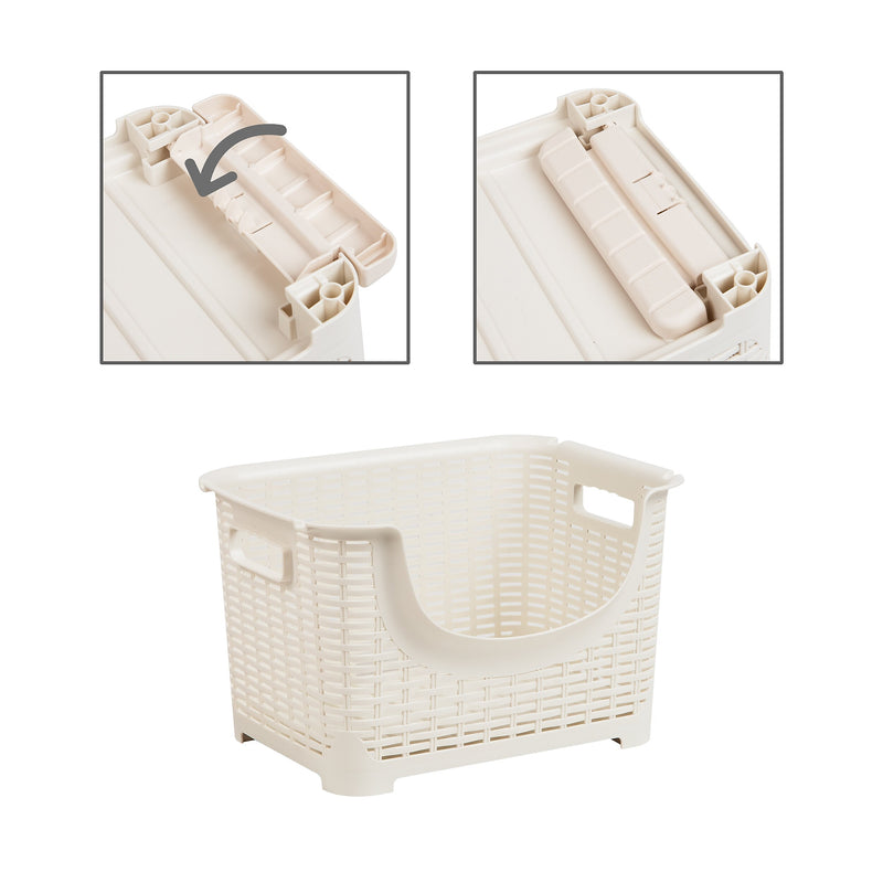 Mind Reader Plastic/Poly Mobile Kitchen Cart with Swivel Wheels, Ivory (ROLLBASK3-IVO)