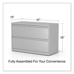 Alera 2-Drawer Lateral File Cabinet, Letter/Legal Size, 42" x 18.63" x 28", Light Gray (ALEHLF4229LG)