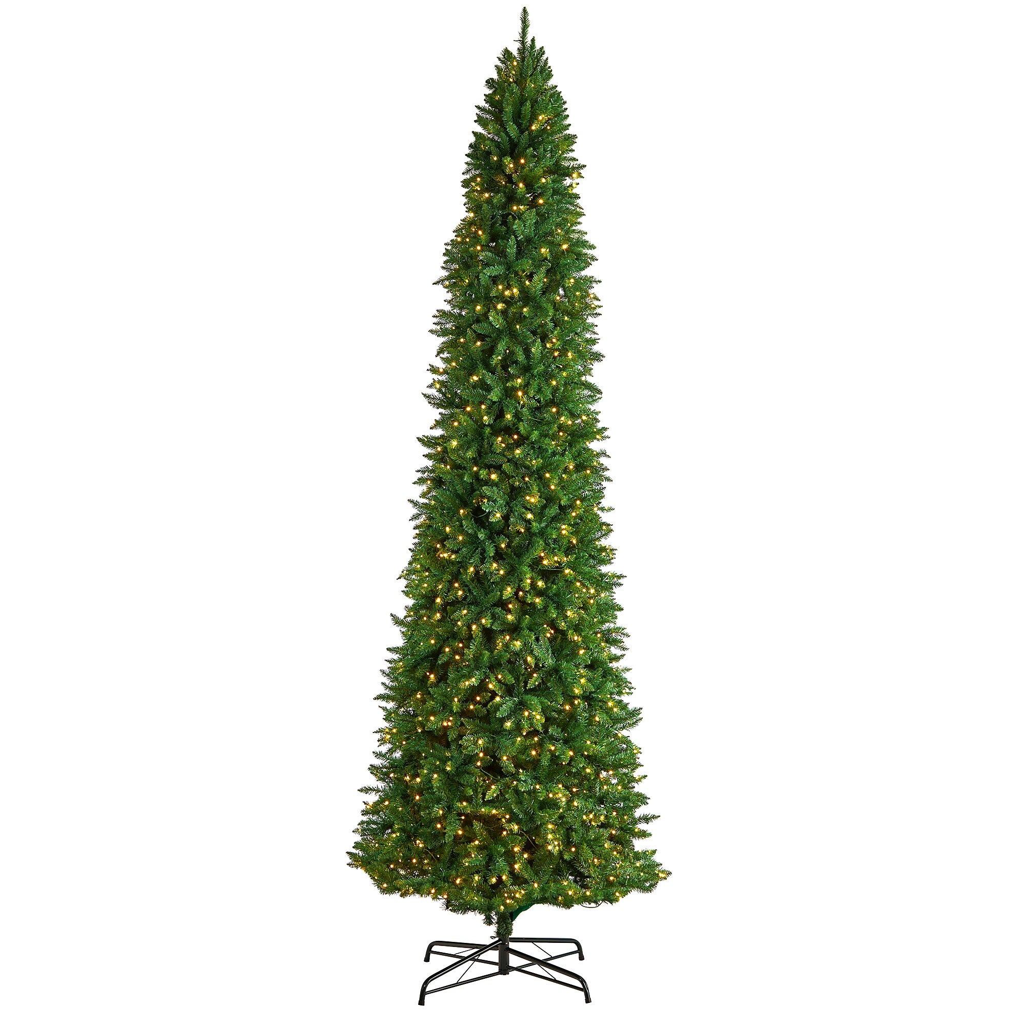 Nearly Natural 12-ft Slim Green Mountain Pine Artificial Christmas Tree with 1100 Clear LED Lights and 3235 Tips (T3330)