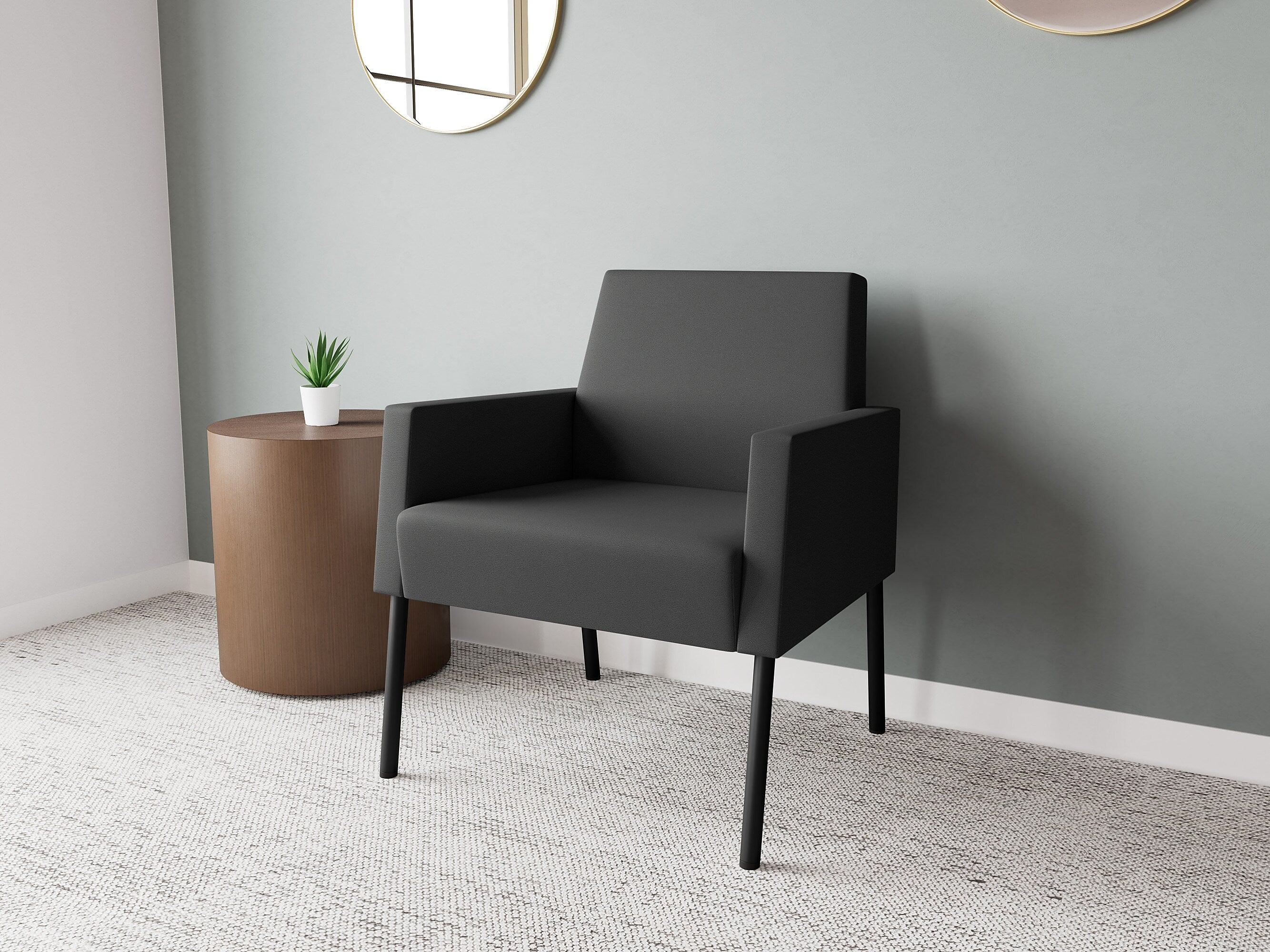 Lesro Mystic Lounge Fabric Guest Chair, Open House Graphite/Black (ML1101.SBK-01OHGP)
