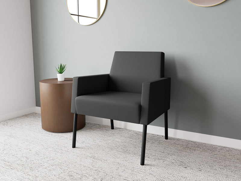 Lesro Mystic Lounge Fabric Guest Chair, Open House Graphite/Black (ML1101.SBK-01OHGP)