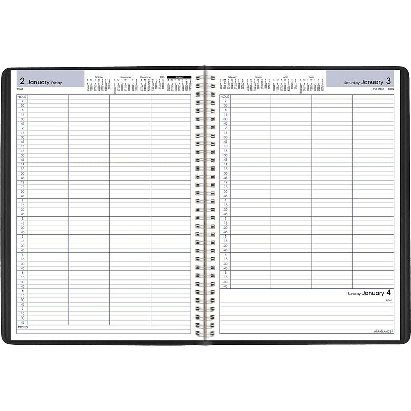 2026 AT-A-GLANCE DayMinder 8" x 11" 4-Person Daily Appointment Book, Faux Leather Cover, Black (G560-00-26)