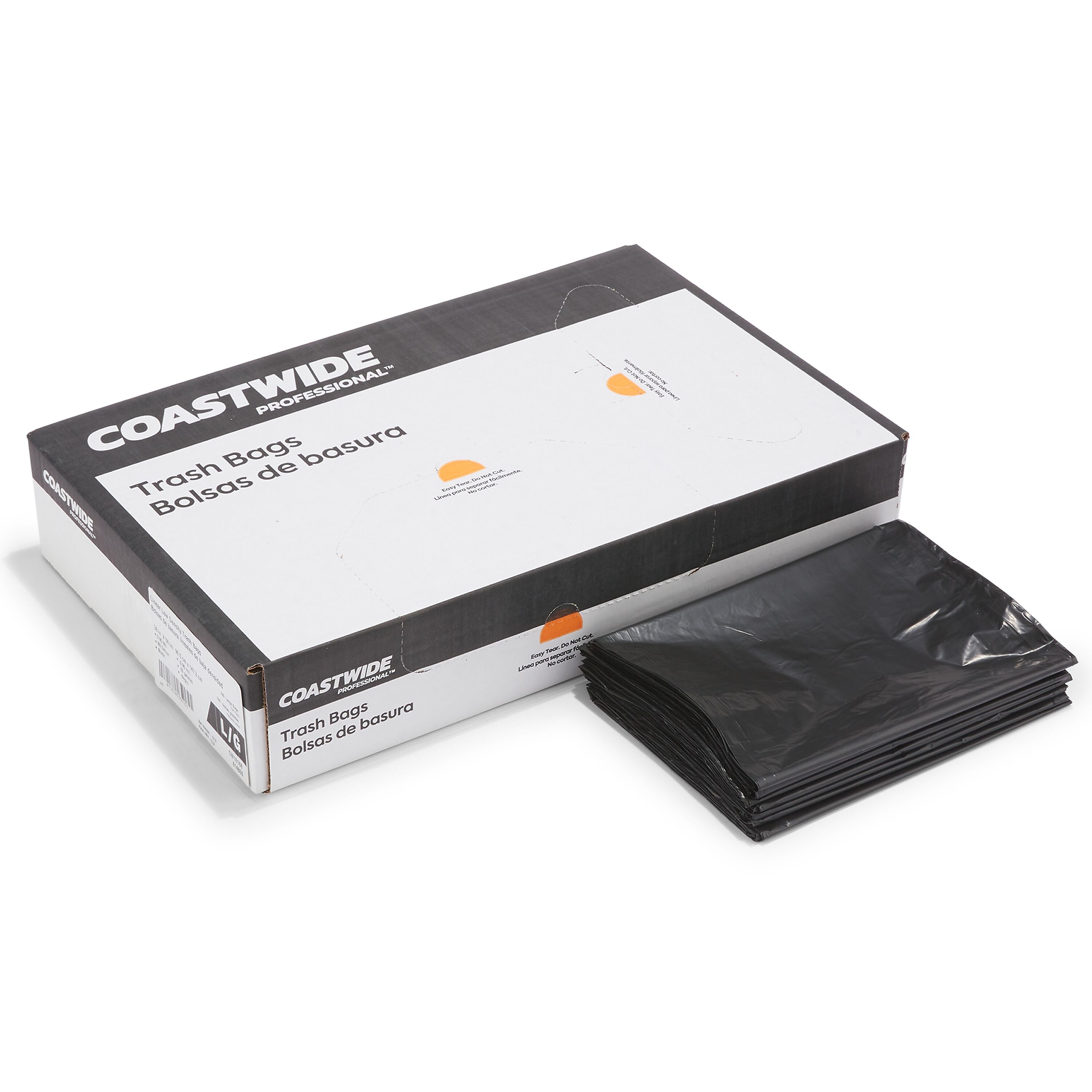 Coastwide Professional™ 55-60 Gallon Trash Bag, 38" x 58", Low Density, 0.95 mil, Black, 100 Bags/Box (CW18188)