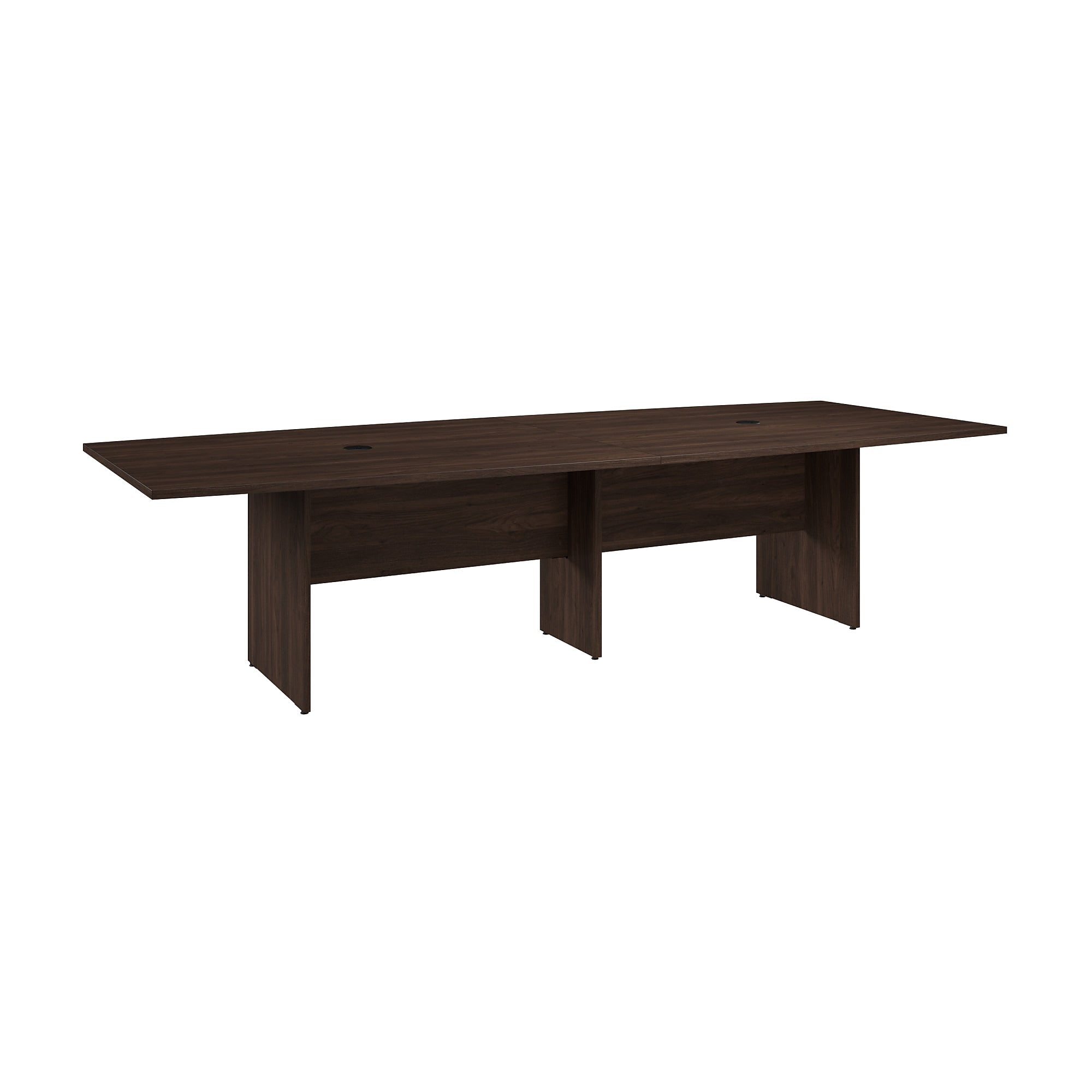 Bush Business Furniture 120W x 48D Boat Shaped Conference Table with Wood Base, Black Walnut (99TB12048BWK)