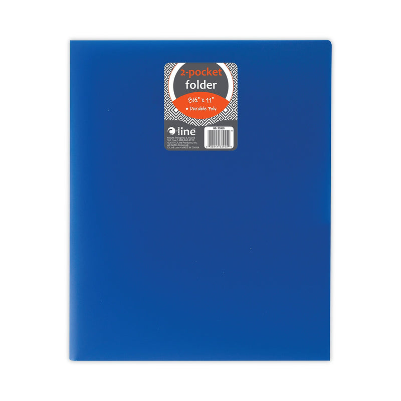 C-Line® Two-Pocket Heavyweight Poly Portfolio Folder, 11 x 8.5, Blue, 25/Box