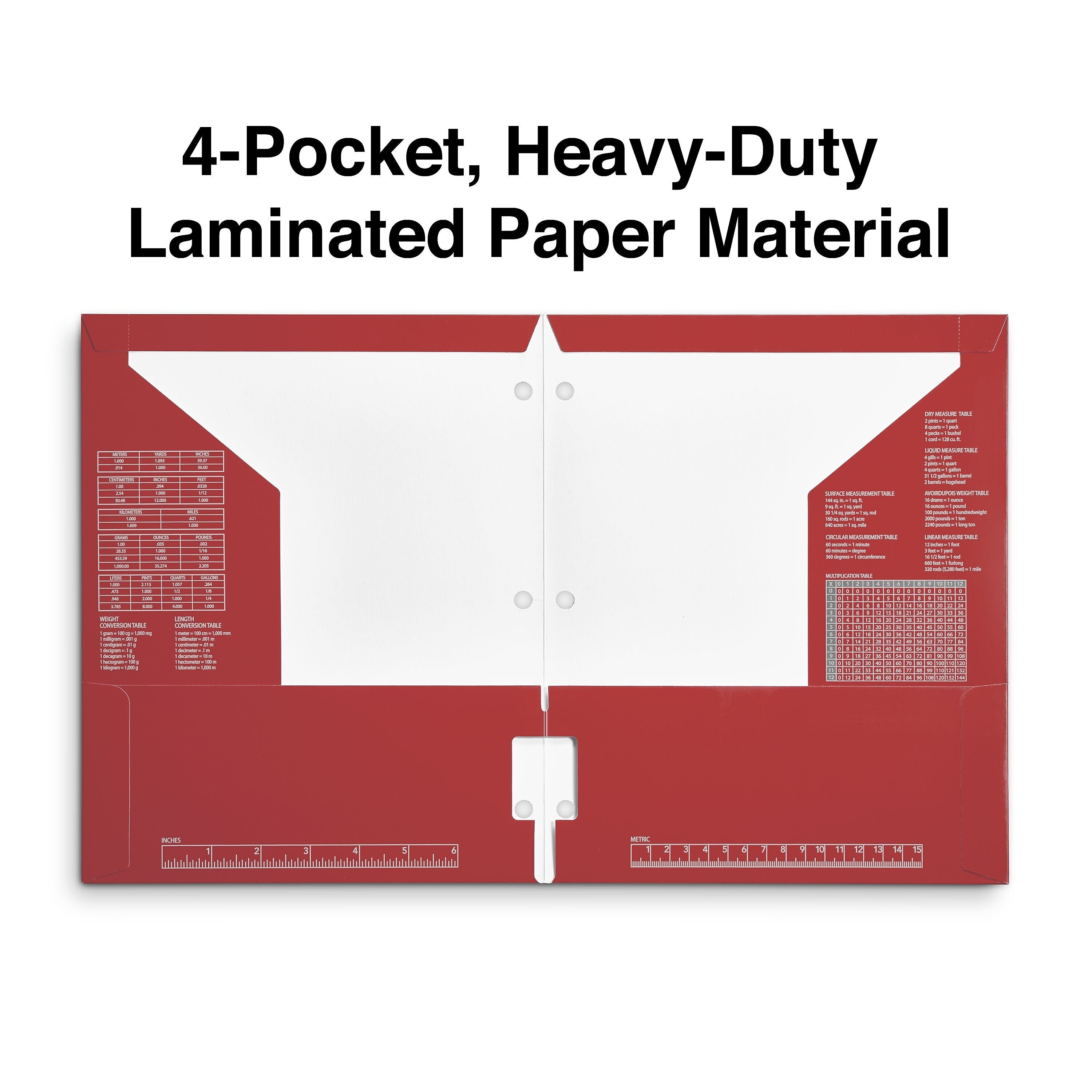 Staples 3-Hole Punched 4-Pocket Paper Folder, Red (ST56209-CC)