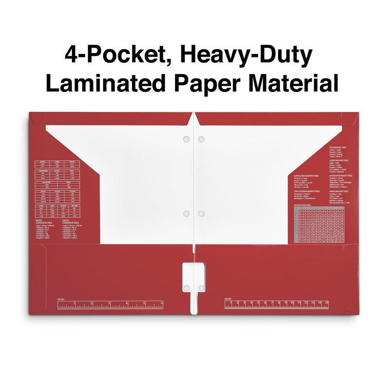 Staples 3-Hole Punched 4-Pocket Paper Folder, Red (ST56209-CC)