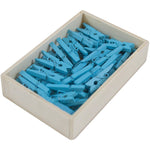 JAM Paper® Wood Clip Clothespins, Small 7/8 Inch, Blue Clothes Pins, 2 Packs of 50 (2230717361A)