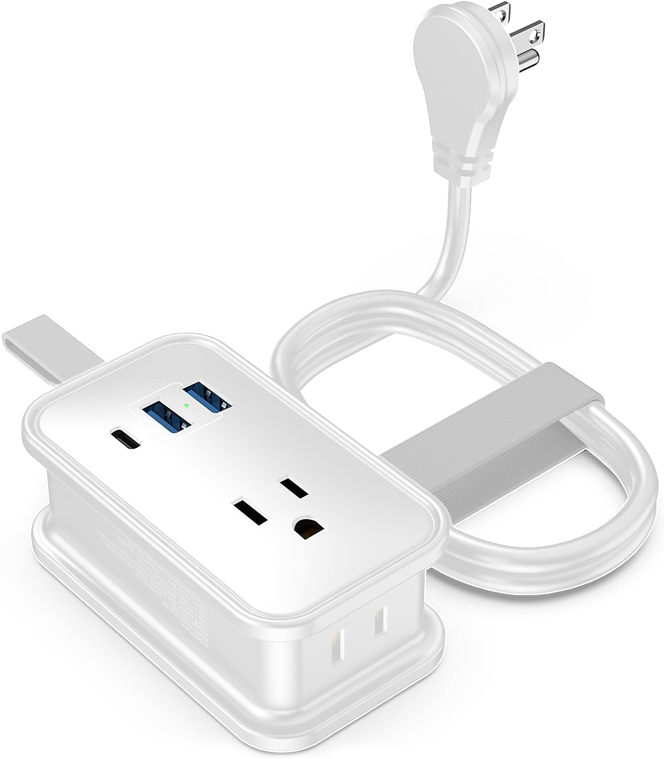 Uncaged Ergonomics 3-Outlet 3-USB Port Power Strip, 3', White (TC-w)