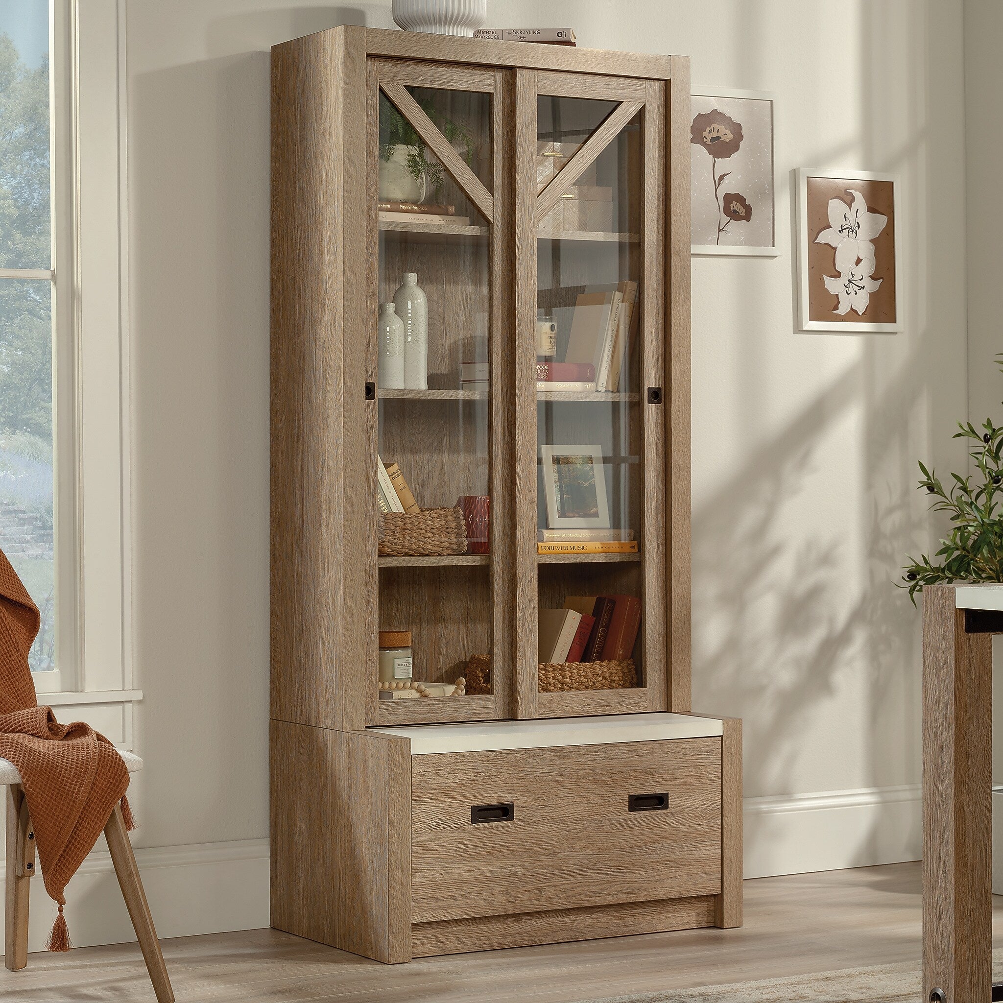 Sauder Dixon City 72"H 4-Shelf Bookcase, Brushed Oak (432891)