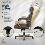 Finch NEO TWO Ergonomic Vegan Leather/Wood Swivel Executive Chair, Brown (52373-BRN)
