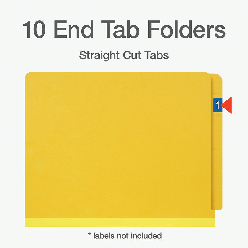 Pendaflex Pressboard Classification Folder, 2-Dividers, 2" Expansion, Letter Size, Yellow, 10/Box (1006949)
