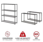 Alera All-Purpose Wire Shelving Starter Kit, 4-Shelf, 60 X 18 X 72, Black Anthracite+