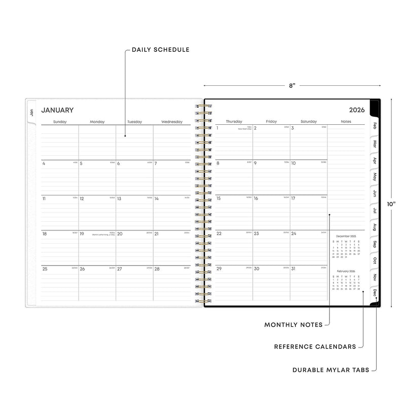 Planning Calendar BS Nevaeh Clear PET 8x10 RY26 Monthly Safety Wirebound -