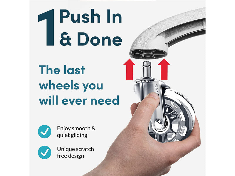 Lifelong Wheels Chair Caster, Clear/Silver, 5/Set (B0B27MGVGP)