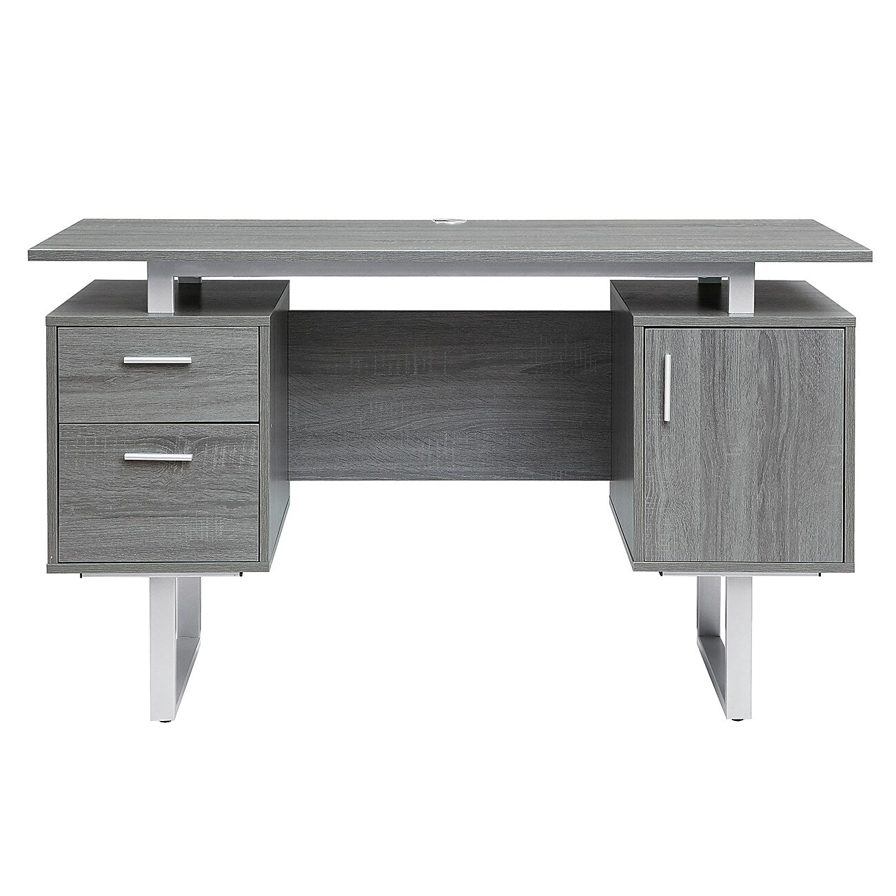 Techni Mobili 51.25"W Modern Office Desk with Storage, Gray (RTA-7002-GRY)