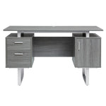 Techni Mobili 51.25"W Modern Office Desk with Storage, Gray (RTA-7002-GRY)