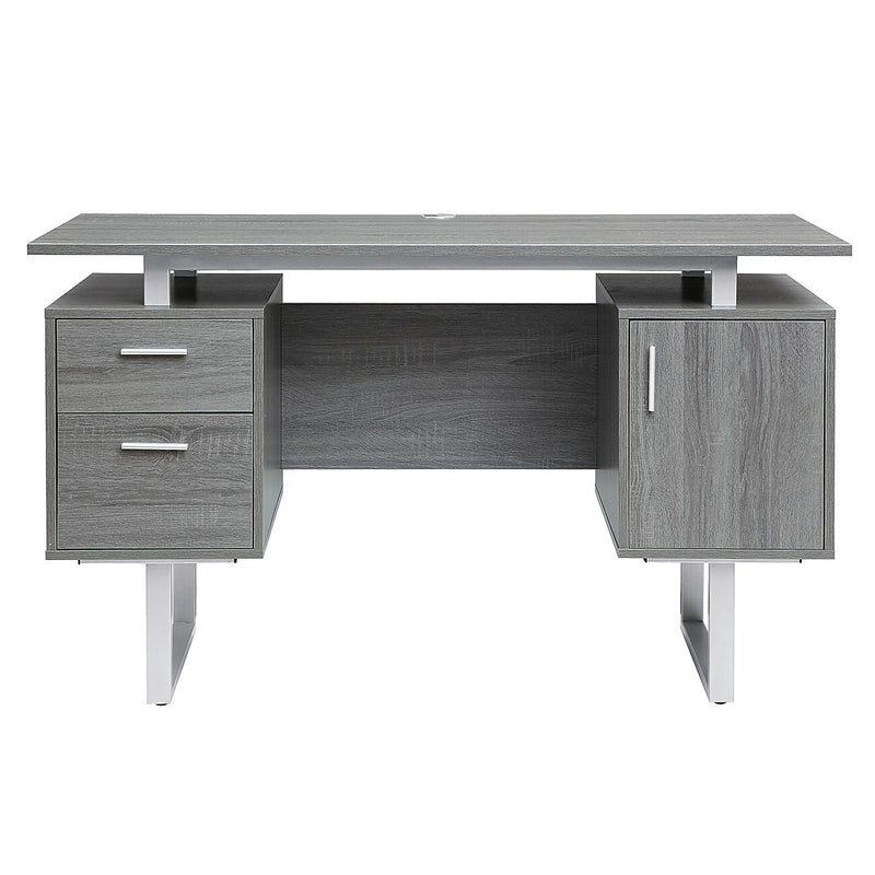 Techni Mobili 51.25"W Modern Office Desk with Storage, Gray (RTA-7002-GRY)