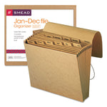 Indexed Expanding Kraft Files, 12 Sections, Elastic Cord Closure, 1/12-Cut Tabs, Letter Size, Kraft