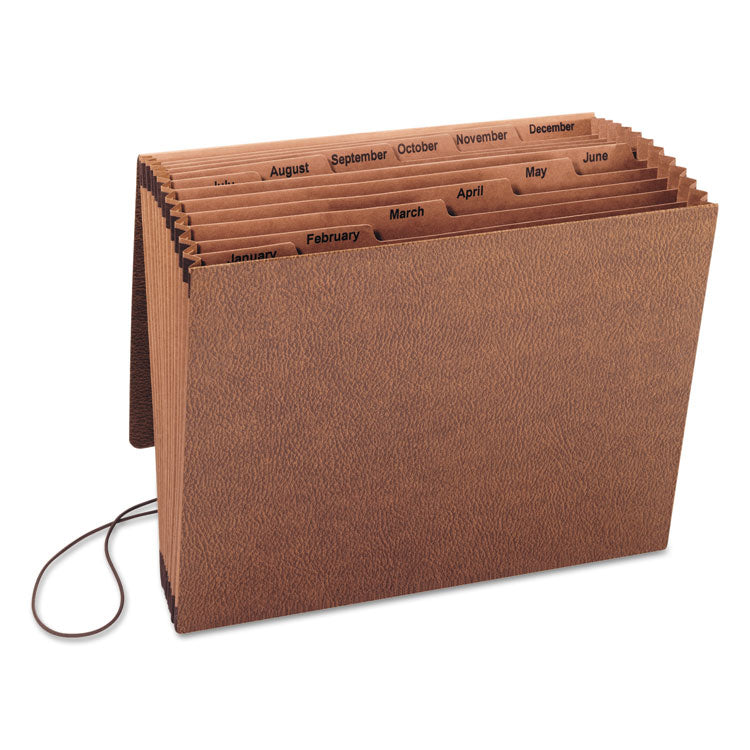 TUFF Expanding Wallet, 12 Sections, Elastic Cord Closure, 1/6-Cut Tabs, Letter Size, Redrope